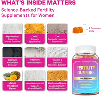 Complément alimentaire en gommes pour femmes, marque privée OEM, pour l'équilibre hormonal et la santé ovarienne, avec folate, myo-inositol et CoQ10