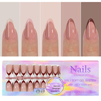 Faux ongles à presser en ABS, 5 couleurs assorties, modèles classiques cercueil, amande, carré, couleur nude, design français
