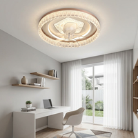 Ventilateur de plafond décoratif à LED facile à installer, forme halo cristallin créatif, montage en surface, idéal pour les projets de maisons neuves
