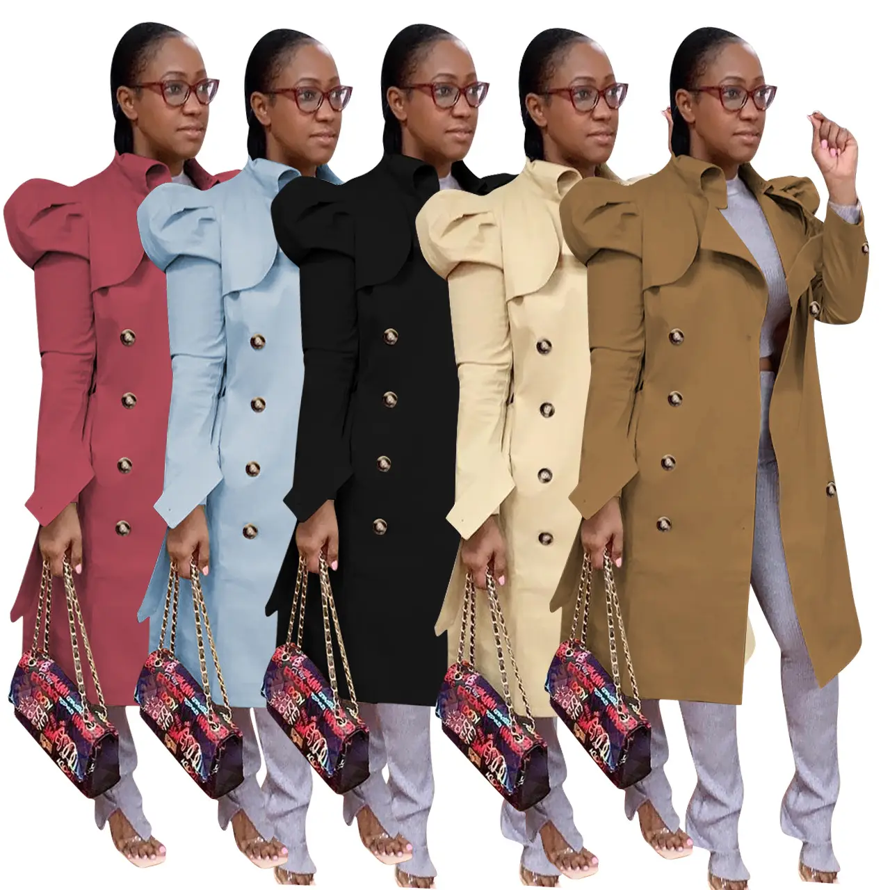 x21110 solid color long winter jackets for ladies women thick warm coats Windbreaker Trench Coat