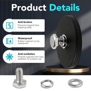 Aimant de fixation anti-rayures recouvert de caoutchouc de 1/4 pouce pour caméra, adhésif puissant 30 LBS, aimants à base magnétique avec <span class=keywords><strong>plaque</strong></span> <span class=keywords><strong>d</strong></span>'<span class=keywords><strong>immatriculation</strong></span> magnétique - Product Image 3