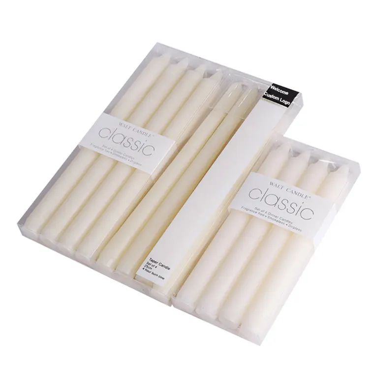 Bulk White& Ivory Drippless 20Cm&25Cm Tall Taper Dinner Candles Flameless Taper Candles For Wedding