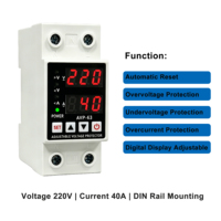 Protecteur de surtension/sous-tension réglable monophasé AC 200V sur rail DIN avec affichage LCD en matériau PC