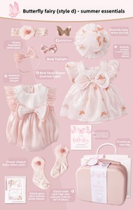 Caja de Regalo para Bebé, Bonito Conjunto de Ropa de Algodón 100% Rosa, Conjunto de Ropa de Varias Piezas para Recién Nacida, Vestido de Mariposa para Niña Pequeña, Mono - Product Image 6