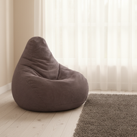 Fauteuil Poire Adulte IDHSI à Dossier Haut en Tissu Velours Côtelé, Conception Ergonomique pour Jeux d'Intérieur, Repose-Pieds Séparé, Pouf Monoplace Ultra Doux