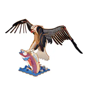 Wooden Home Decorations Ornaments Phoenix Fish Eagle Animal Model Wood Crafts Office Desktop 3D Puzzles Educational Toys Gifts