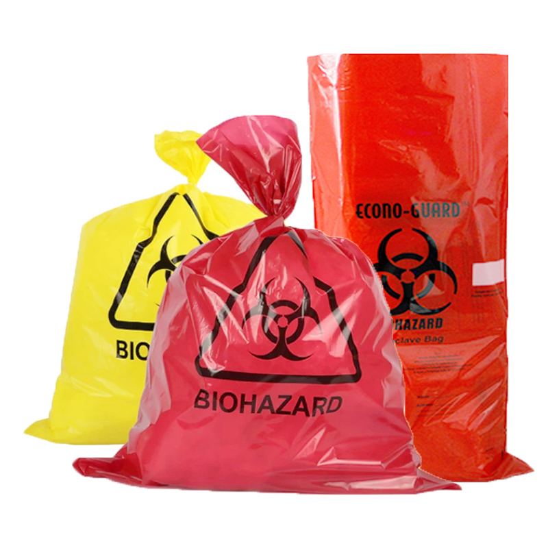 Custom Red Yellow PP Plastic Medical Waste Bag Hospital Biohazard Bags Autoclavable With Temperature Indicator