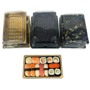 Bandeja Rectangular Pequeña para Alimentos, Pasteles, Galletas, Contenedor Desechable de Plástico PET Dorado con Tapa para Múltiples Usos, Venta al Por Mayor - Product Image 6