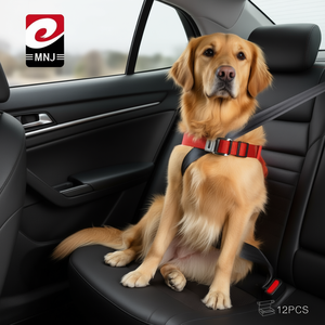 Dog Car Seat Belt Red Adjustable With Metal Clip For Pet Safety 12Pcs Pack - Product Image 2