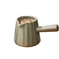 Tasse à mesurer en céramique pour expresso 200 ml, pichet à café côtelé avec bec verseur en V pour mousse de lait et latte