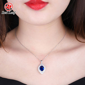 Redleaf Jewelry 925 Sterling Silver <span class=keywords><strong>Lab</strong></span> grown Royal zafiro collar hecho a mano para mujeres y damas - Product Image 2