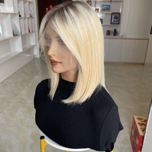 Pretinum Blonde Balayage Peluca BOB con Nudos Pequeños y Encaje Superior, 100% Cabello Virgen Ruso Natural, Lista para Enviar, Pelucas para Mujeres con Pérdida de Cabello - Product Image 3