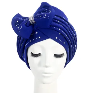 Serre-tête en gel nigérian avec strass, turban africain de haute qualité avec paillettes, style de mariage, turban brillant