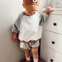 Ensemble de vêtements en molleton français pour enfants, garçons et filles, couleur contrastée, sweat-shirt ample, ensemble de pulls