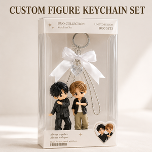 Custom 3D Q-version Cartoon Figurine Keychain Set Personalized Cartoon Figurine Pendant With Gift Box Souvenir Gift for Friend