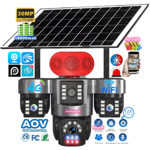 <span class=keywords><strong>Cámara</strong></span> <span class=keywords><strong>de</strong></span> Seguridad WiFi Inalámbrica PTZ IP para <span class=keywords><strong>Exterior</strong></span> con Panel Solar, Tarjeta SIM 4G, 360, Tipo Bala, 3 Pantallas, 4 Lentes, HD <span class=keywords><strong>de</strong></span> 36 MP para <span class=keywords><strong>Vigilancia</strong></span> en Red - Product Image 1