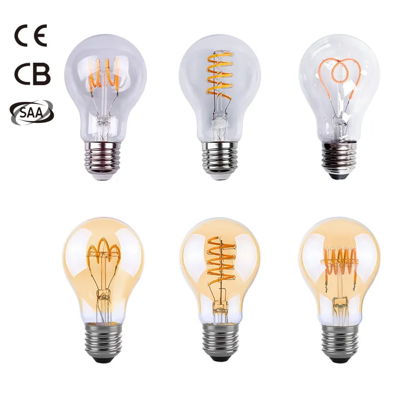 CE Vintage Led Light A60 ST64 ST58 G80 G95 G125 C35 G45 T30 T45 E27 E14 E27 4W 6W 8W DIM Amber Clear Edison LED Filament Bulb