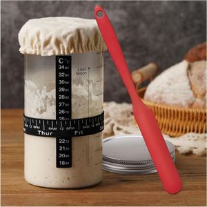 <b>Kitchen</b> Tools Sourdough Starter <b>Jar</b> Kit Bread Baking 24OZ/33OZ Wide Mouth With Scraper Thermometer Date Marked Feeding Band - Product Image 4