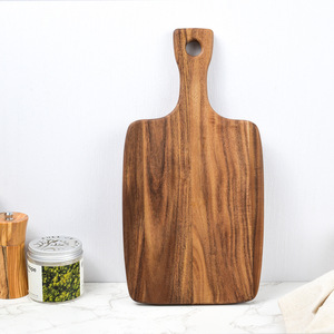 Tabla de cortar de madera de acacia natural con mango largo, tabla de cortar de madera maciza para servir <span class=keywords><strong>pizza</strong></span> y queso - Product Image 2