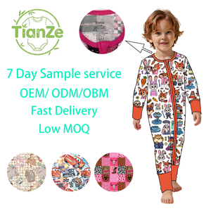 Individuell Bedruckter Bambusfaser-Baby-Schlafanzug mit Reißverschluss und Füßen Kleinkinder-Kinderpyjama Babykleidung Mädchen-Pyjama 12-18 Monate - Product Image 1