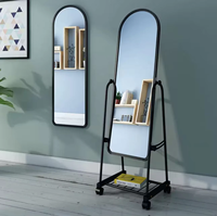 Miroir sur Pied Entier Fait Main pour Décoration d'Intérieur, Incassable, Design à Cadre Mobile, Verre Multifonctionnel pour Salon