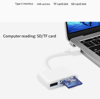Grand stock de lecteurs de cartes Type-C, lecteurs de cartes multifonctionnels Type-C OTG 2.0 SD/TF USB pour téléphones Android et ordinateurs.