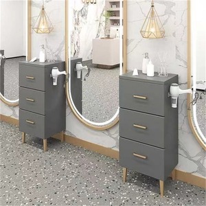 Meuble de Salon Professionnel avec 3 Tiroirs, Poste de Coiffure Moderne avec Support pour Sèche-Cheveux, Ensemble de Mobilier de Salon de Beauté - Product Image 3