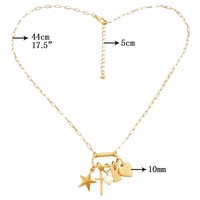 Fournisseur de bijoux : Nouveaux colliers pendentifs tendance en forme de croix, étoile, diamant, perle, avec fermoir, plaqué or, cœur d'amour
