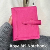 Bestseller transfrontalier M5 – Carnet en cuir PU rose vif, élégant, fait main, relié en cuir, agenda à feuilles mobiles, cadeau pour étudiants