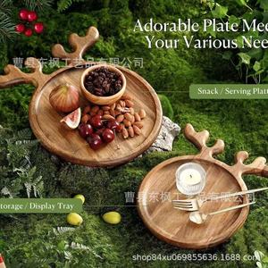 Bandeja de servir de madera con forma de asta de ciervo, de madera de acacia, ligera, para frutas y embutidos, ideal para aperitivos en fiestas navideñas. - Product Image 2