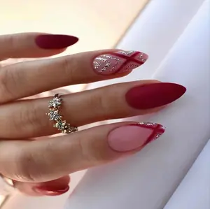 Yeni yıl sahte çivi 24 adet cam şarap tasarım Nails ticosporwomen kadınlar çivi basın