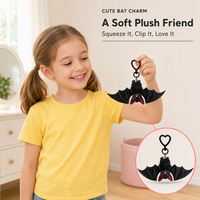 Porte-clés chauve-souris en peluche, adorable breloque chauve-souris noire en peluche avec fermoir cœur, jouet doux d'Halloween pour sac, porte-clés pour enfants, cadeaux de fête