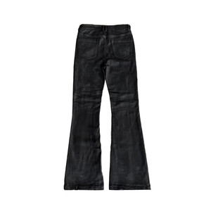 Pantalones Vaqueros Encerados Vintage Personalizados al por Mayor para Hombre, Pantalones Acampanados de Estilo Urbano, Vaqueros de Mezclilla Negros de Corte Ajustado para Hombre - Product Image 2