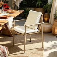 Chaise de jardin moderne en aluminium pour l'extérieur, chaise de salle à manger d'hôtel, coussins imprimés, rembourrage en mousse, confortable