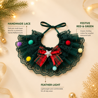 Écharpe de Noël pour chien en dentelle multicouche faite à la main, rouge et verte, pour animaux de compagnie, accessoire de cou pour fêtes de fin d'année, cadeau pour chat et chiot, vente en gros