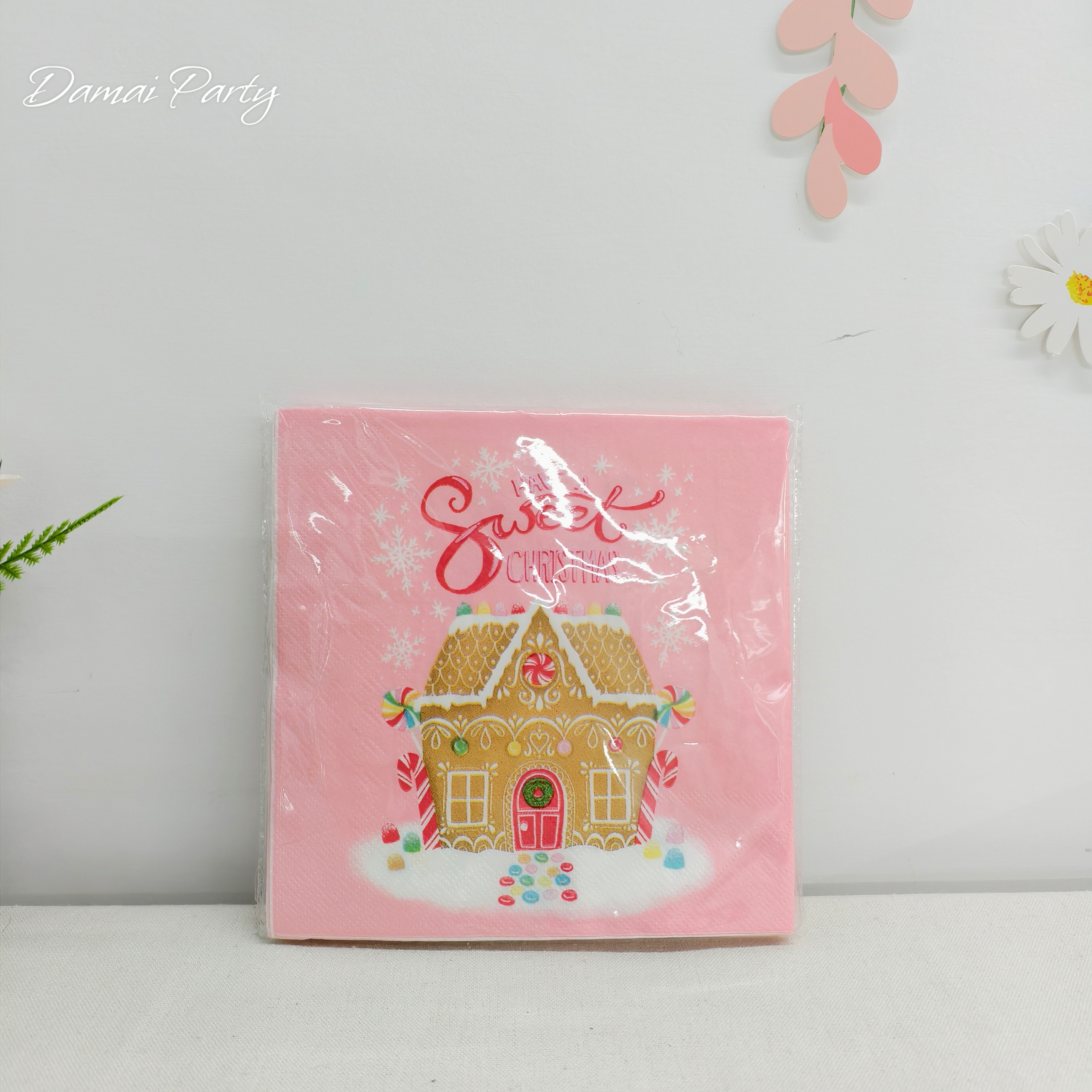 Serviette rose * 16 pièces