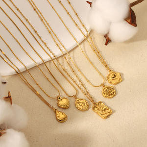 สร้อยคอจี้ทรงเรขาคณิตดอกไม้นางเงือกชุบทอง18K แนววินเทจพร้อมสายโซ่เครื่องประดับสแตนเลสสำหรับผู้หญิงเด็กผู้หญิง - Product Image 3