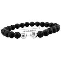 Pulsera de Hombre con Cuentas de Piedra Volcánica Negra Natural, Estilo Moderno, en Oferta, para Regalo de Aniversario