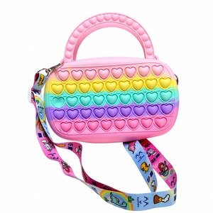 OEM Custom Silicone Heart Popper Bag for Kids <b>Cute</b> Crossbody <b>Purse</b> for Girls 4-7 Years Old Soft Sensory Fidget Zipper Water - Product Image 1