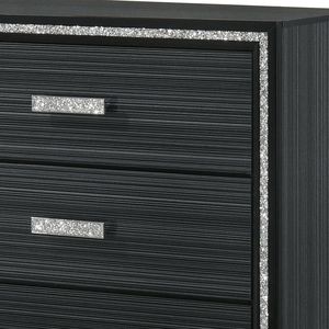 DB Haiden Commode noire patinée avec miroir Commode de salon Meubles de maison en acier inoxydable et chêne métal MDF - Product Image 2