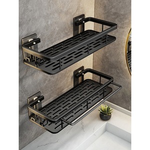 Bathroom <b>Adhesive</b> Shelf 50X30CM Wall Mounted Corner Storage Rack Durable Rectangular Design For Toilet Washbasin - Product Image 1