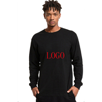 T-shirt à manches longues pour homme en coton 100% uni de haute qualité, surdimensionné, 230 g/m², personnalisable