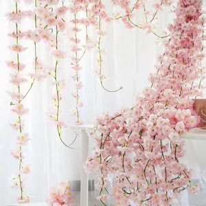 Simulation Cherry Blossom Vines Indoor Hanging <b>Ceiling</b> Decor Rattan Flower Strips For Air Conditioning Pipe Winding And Covering - Product Image 1