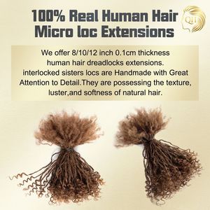 Extension Microlocs Boutique 0,1 Centimetri Stile Sisterlocks con Punte Riccioline <span class=keywords><strong>Castano</strong></span>-Auburn # <span class=keywords><strong>Capelli</strong></span> Indiani Remy 33 Pollici Fatti a Mano per Saloni USA - Product Image 4