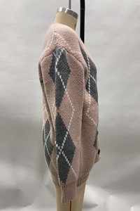 Maglione con scollo a V Casual alla moda Cardigan con bottone monopetto anteriore Argyle Design per l'inverno <span class=keywords><strong>Online</strong></span> - Product Image 2