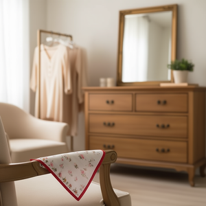 Pañuelo cuadrado con diseño de flores pequeñas de 70x70 cm con borde decorativo para mujer, accesorio de moda. - Product Image 2