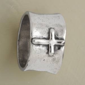 Silver Wide Band <b>Ring</b> Cross Design Unisex Jewelry Gift - Product Image 2