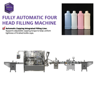 Machine de remplissage de liquides et de pâtes à haute viscosité à 4 têtes avec suivi de la bouteille pour désinfectant pour les mains, nettoyant WC, huile, shampoing - Haute productivité