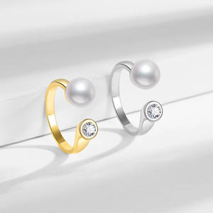 Anillo Abierto Ajustable Chapado en Oro de 18K con Circonita 5A y Perla Delicada, Anillo de Regalo de Boda de Lujo al por Mayor, Joyería de Fábrica para Mujer - Product Image 4