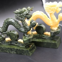 Vente en gros de décoration d'intérieur sculpture de dragon de jade Feng Shui cadeau de nouvel an statue de dragon de jade en pierre naturelle de dragon chinois